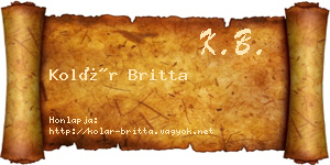 Kolár Britta névjegykártya